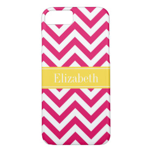 Raspberry Lg Chevron Pineapple Name Monogram iPhone 8/7 Case