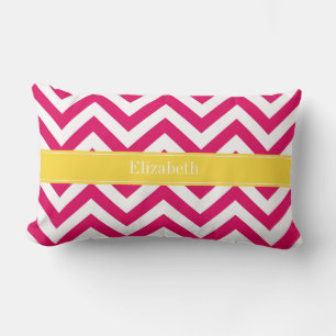 Raspberry Lg Chevron Pineapple Name Monogram Lumbar Cushion