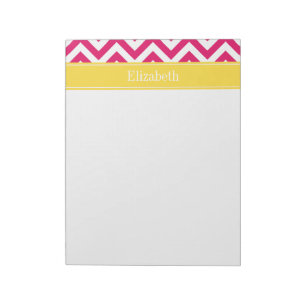 Raspberry Lg Chevron Pineapple Name Monogram Notepad