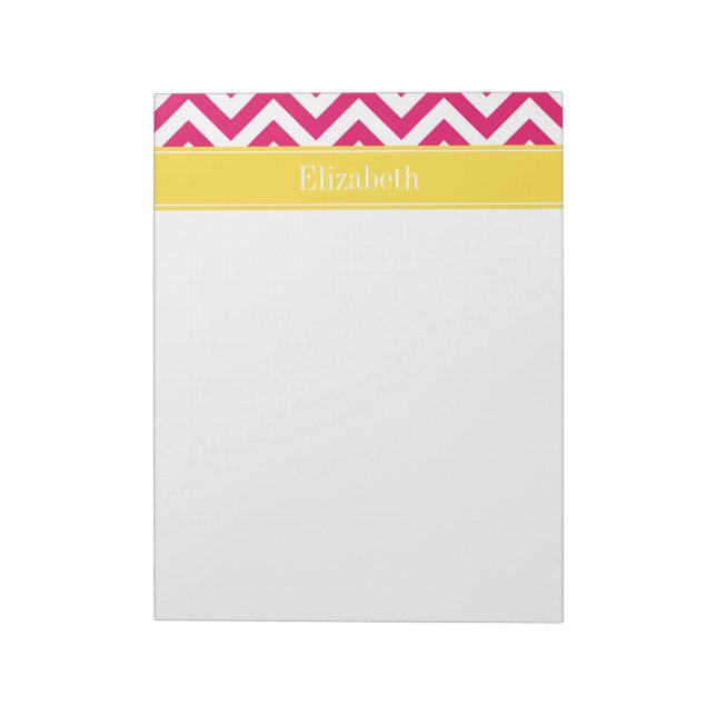 Raspberry Lg Chevron Pineapple Name Monogram Notepad (Rotated)