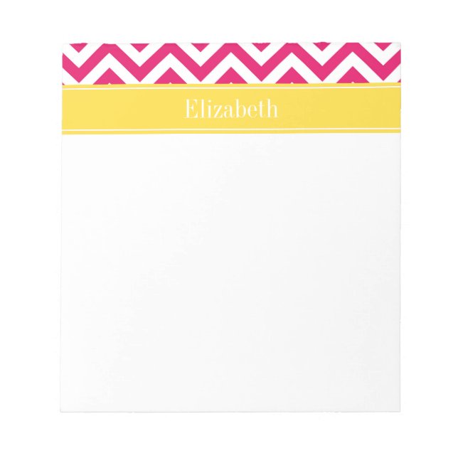 Raspberry Lg Chevron Pineapple Name Monogram Notepad (Front)