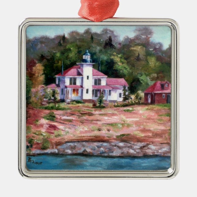 Raspberry Lighthouse Metal Tree Decoration (Front)