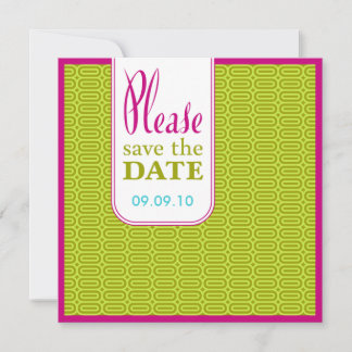Raspberry Lime Geo Abstract Save the Date Invite
