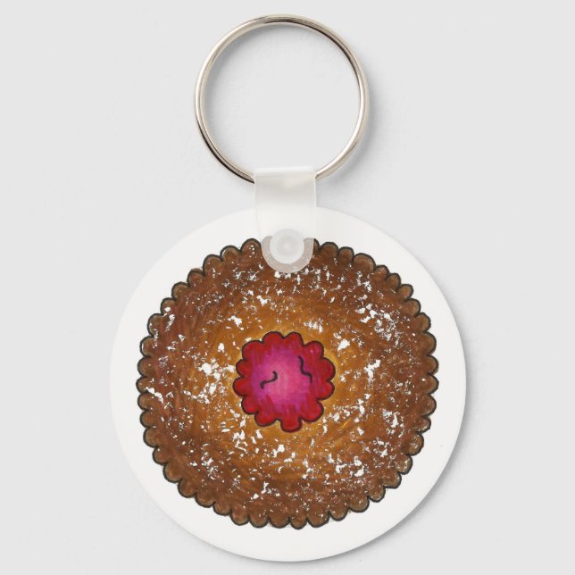 Raspberry Linzer Torte Christmas Cookie Holiday Key Ring (Front)