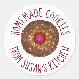 Raspberry Linzer Torte Personalised Baked Kitchen Classic Round Sticker
