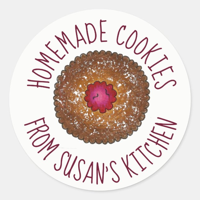 Raspberry Linzer Torte Personalised Baked Kitchen Classic Round Sticker (Front)