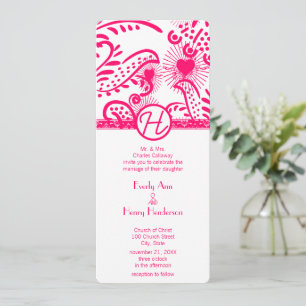 Raspberry Love Birds Wedding Invitation