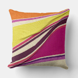 Raspberry Magenta Plum Valley Stripe Throw Pillow