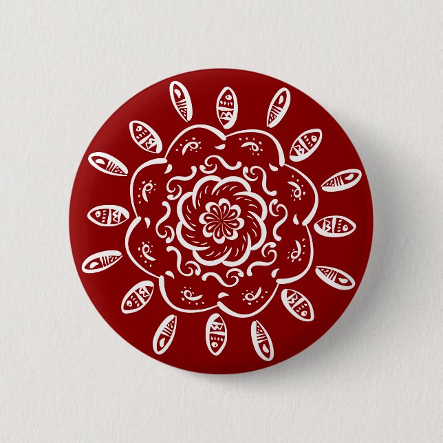 Raspberry Mandala 6 Cm Round Badge (Front)