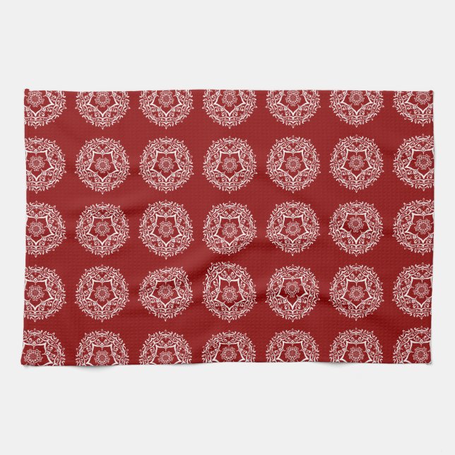 Raspberry Mandala Tea Towel (Horizontal)
