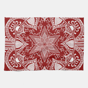 Raspberry Mandala Tea Towel