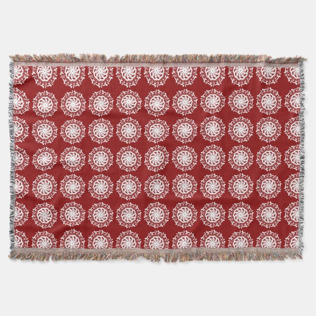 Raspberry Mandala Throw Blanket (Front)