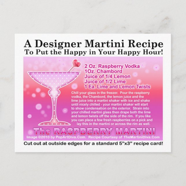 Raspberry Martini Recipe Postcard (Front)