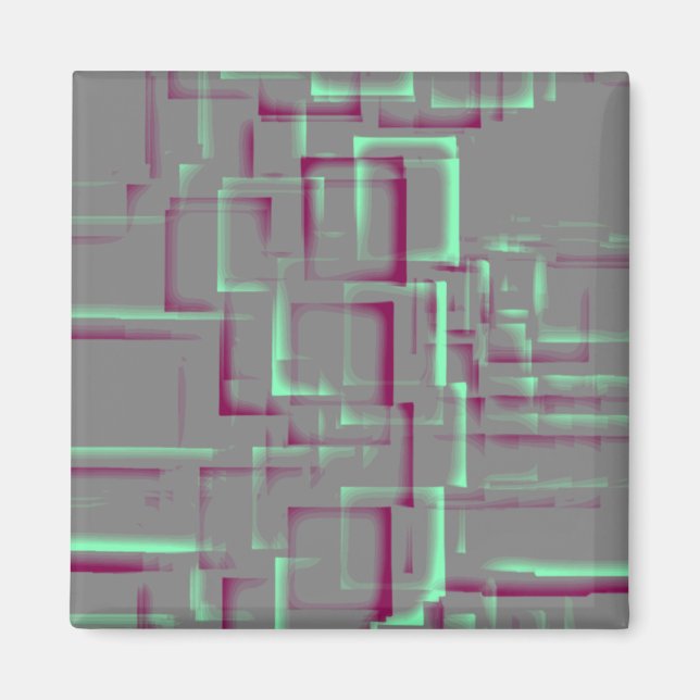 "Raspberry Mint" Geometric Art Magnet (Front)