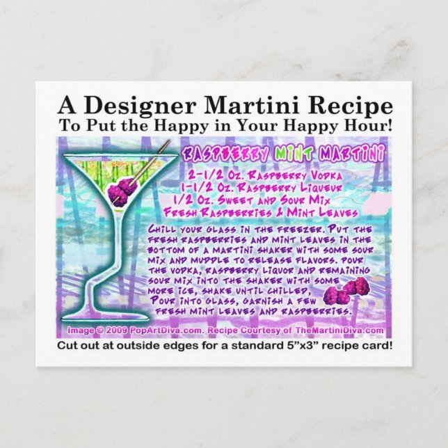 Raspberry Mint Martini Recipe Postcard (Front)