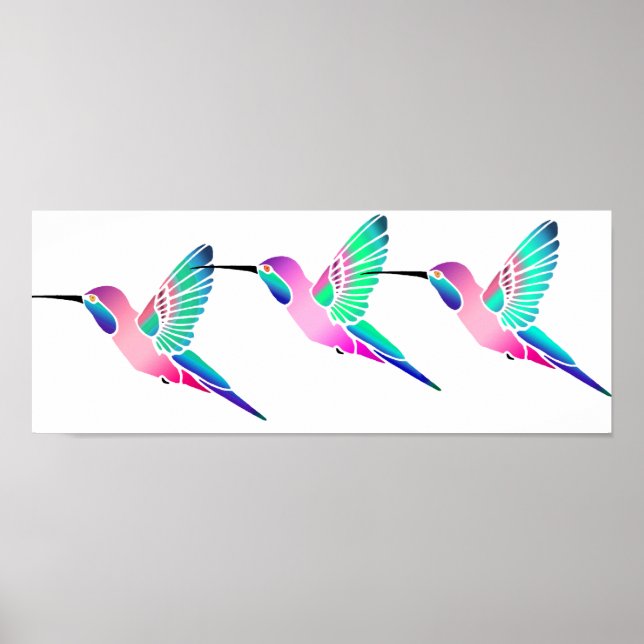 Raspberry Mint Sorbet Hummingbirds Poster (Front)