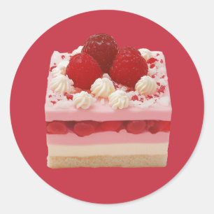Raspberry Mousse Cake  Classic Round Sticker