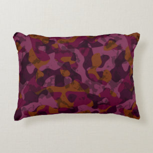 Raspberry, Mulberry, marron and nutmeg camo Decorative Cushion