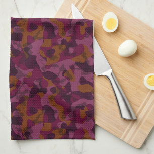 Raspberry, Mulberry, marron and nutmeg camo Tea Towel