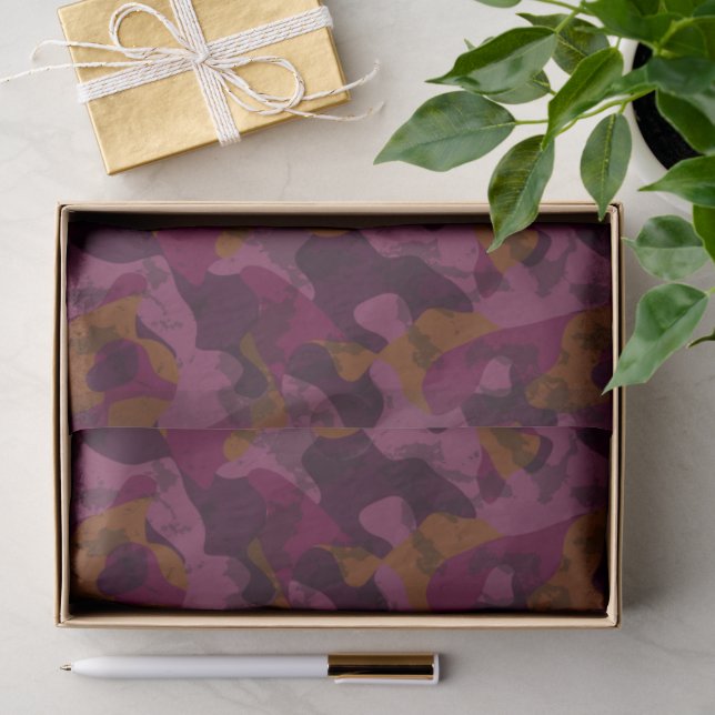 Raspberry, Mulberry, marron and nutmeg camo  Tissue Paper (Gift)