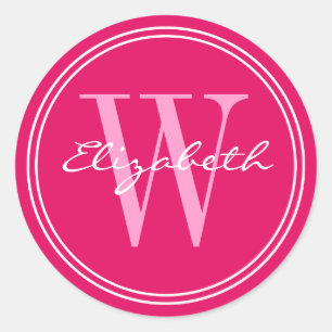 Raspberry Name Monogram Envelope Seals