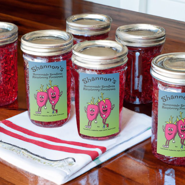 Raspberry Pals Funny Cartoon Jam Pie and More Food Label (Creator Uploaded)