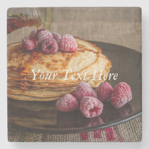 Raspberry Pancakes with Maple Syrup Stone Coaster