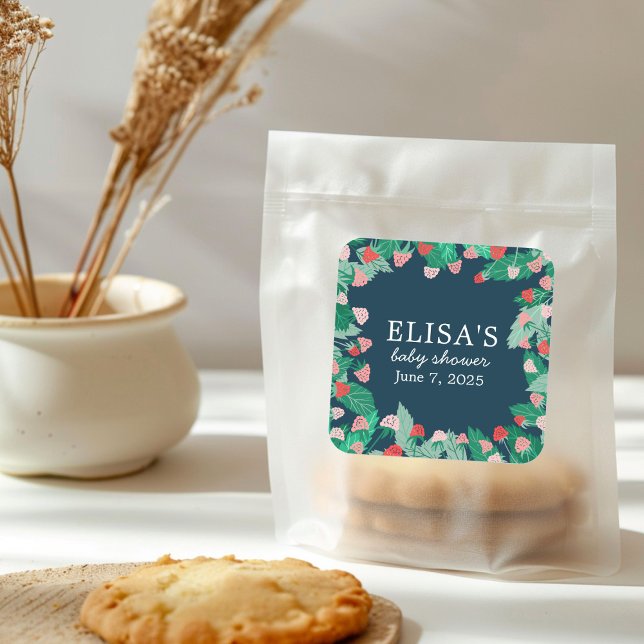 Raspberry Patch Cute Colourful CUSTOM BABY SHOWER Square Sticker (Raspberry Patch Cute Colorful CUSTOM BABY SHOWER Square Sticker
)