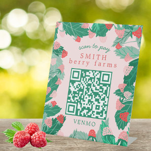 Raspberry Patch SCAN TO PAY CUSTOM QR Code Pedestal Sign