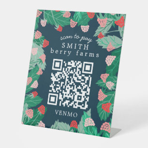 Raspberry Patch SCAN TO PAY CUSTOM QR Code  Pedestal Sign