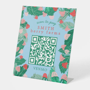Raspberry Patch SCAN TO PAY CUSTOM QR Code  Pedestal Sign