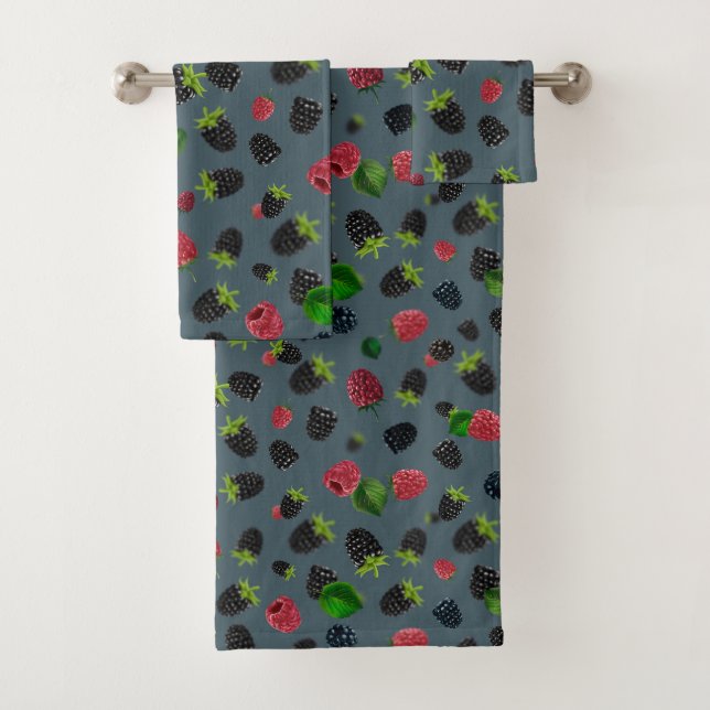 Raspberry Pattern 2 Bath Towel Set (Insitu)
