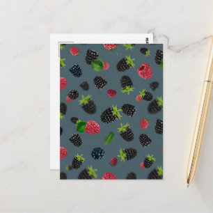 Raspberry Pattern 2 Postcard