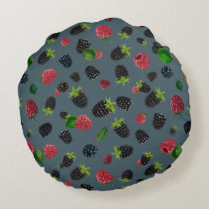 Raspberry Pattern 2 Round Cushion