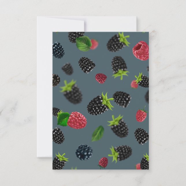 Raspberry Pattern 2 Thank You Card (Front)