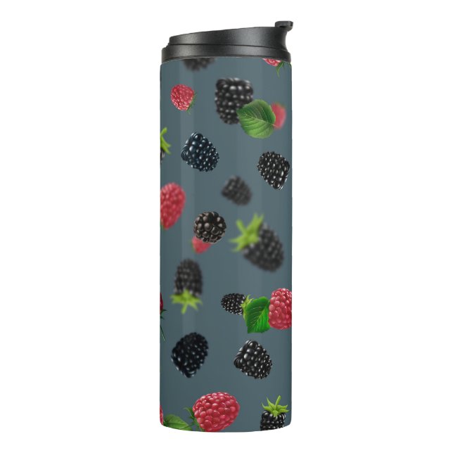 Raspberry Pattern 2 Thermal Tumbler (Rotated Left)