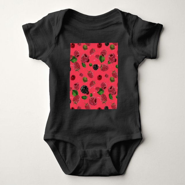 Raspberry Pattern Baby Bodysuit (Front)
