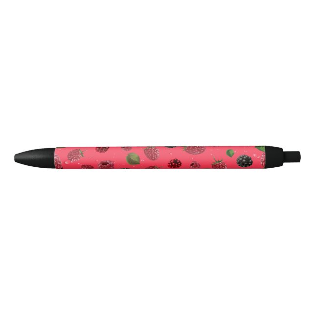 Raspberry Pattern Black Ink Pen (Front)