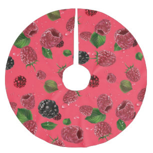 Raspberry Pattern Brushed Polyester Tree Skirt