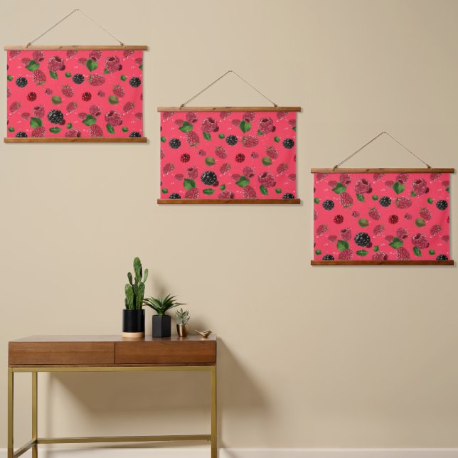 Raspberry Pattern Hanging Tapestry (Asymmetrical)