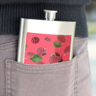 Raspberry Pattern Hip Flask