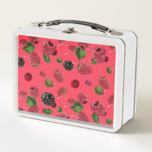 Raspberry Pattern Metal Lunch Box