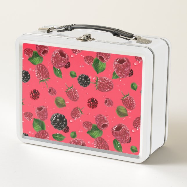 Raspberry Pattern Metal Lunch Box (Front)