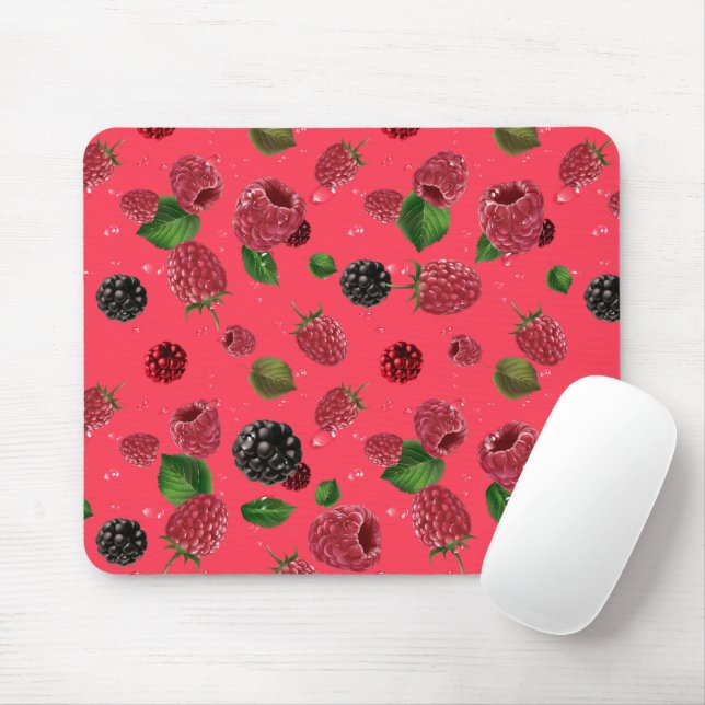 Raspberry Pattern Mouse Mat (With Mouse)