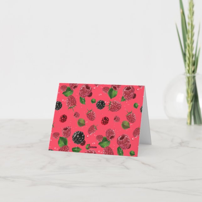 Raspberry Pattern Note Card (Back)