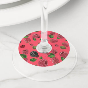 Raspberry Pattern Wine Glass Tag