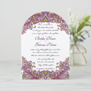 Raspberry Peacock Wedding Invitations