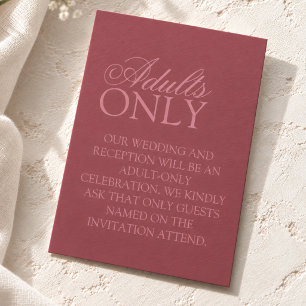 Raspberry Pink Adults Only Wedding Details Enclosure Card