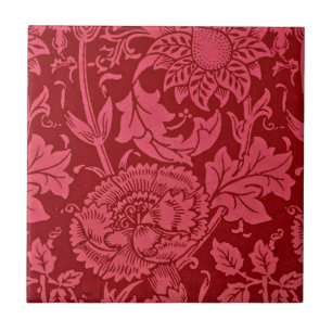 Raspberry pink and rose floral design tile
