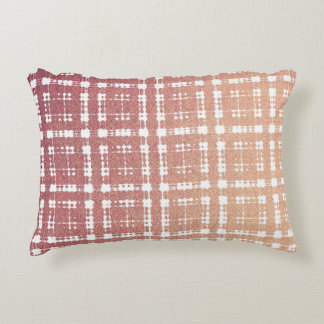 Raspberry Pink Blush Modern Plaid Netted Ombra Decorative Cushion
